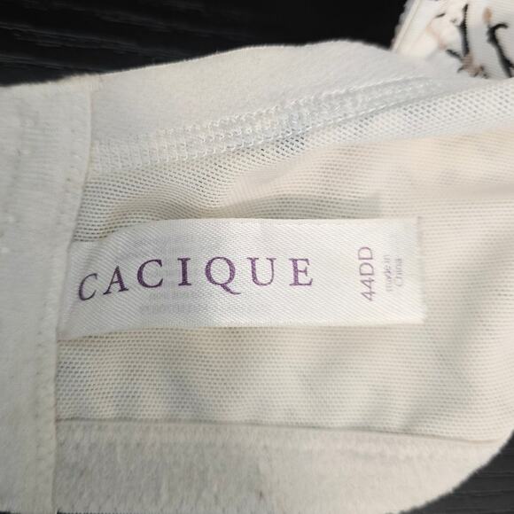 Cacique White Black Lace Balconette Underwire Women's Bra 44DD - Picture 4 of 4